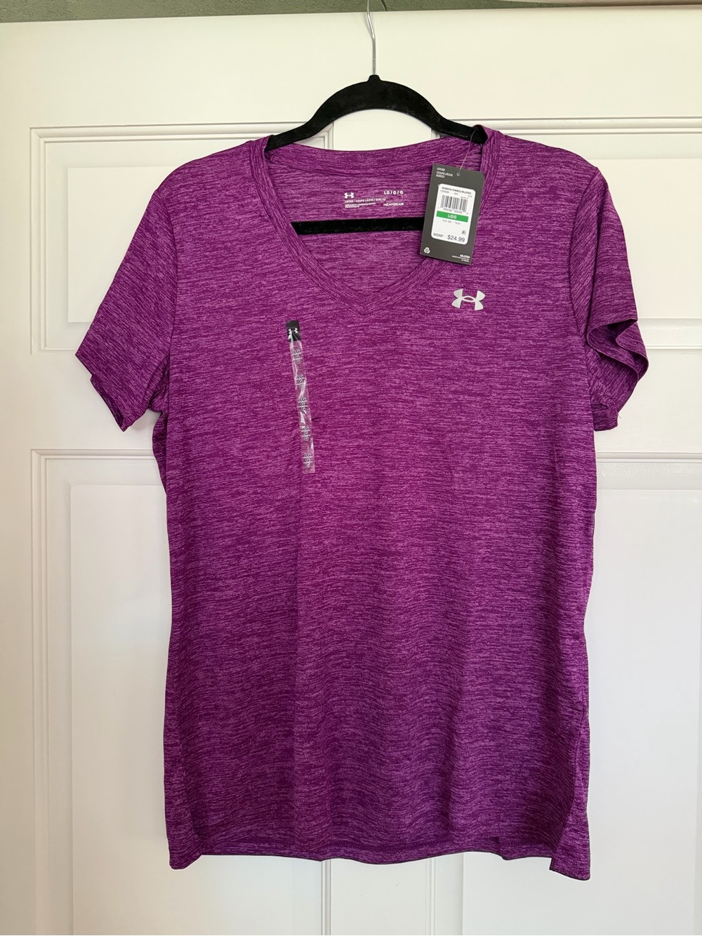 Under Armour Purple Heather V-Neck Short Sleeve Performance Tee NWT